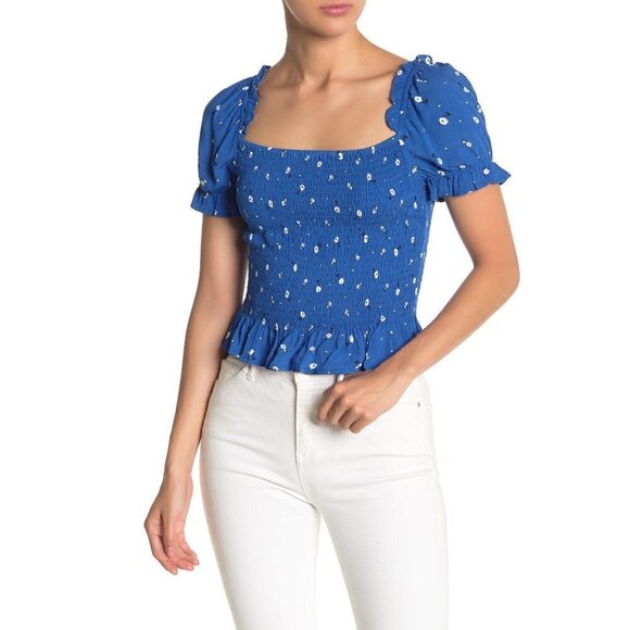 Elodie Tops - Elodie Smocked Short Sleeve Blouse